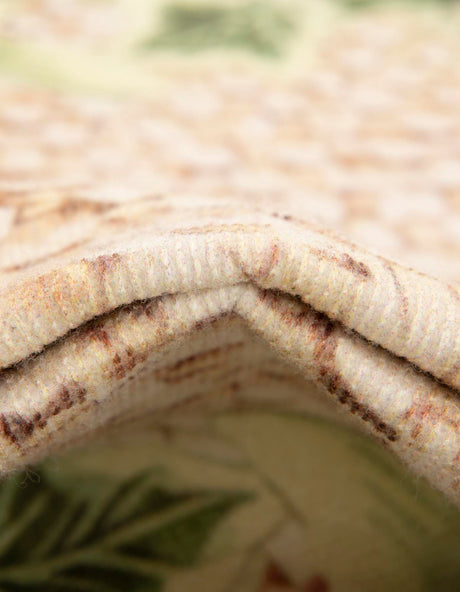 Beige and Green 2' x 6' 1 Jill Zarin Caribbean Outdoor Runner Area Rug Weather Resistant for Patio, Deck, Terrace, Balcony, Porch 100% Premium Nylon Pile Coastal Carpet for Sale at Rug Engine
