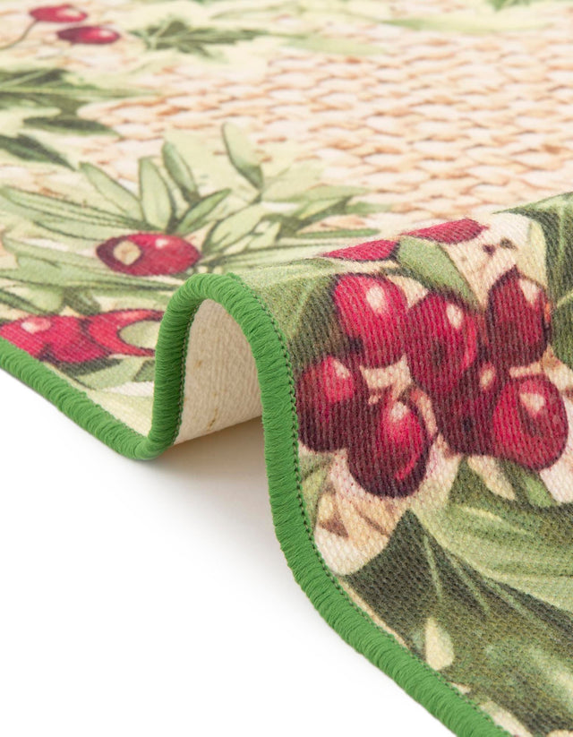 Beige and Green 2' x 4' Jill Zarin Caribbean Outdoor Runner Rug