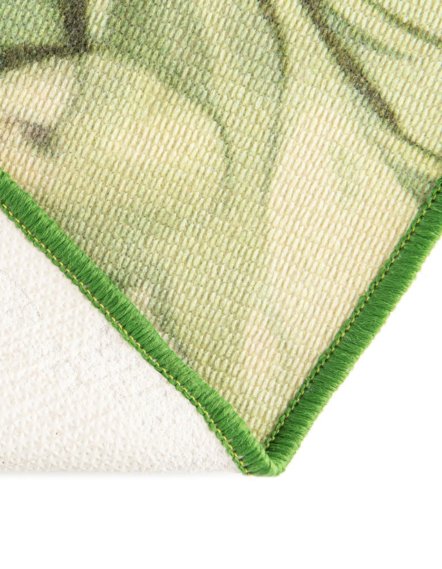 Beige and Green 7' 10 x 7' 10 Jill Zarin Caribbean Outdoor Round Area Rug Weather Resistant for Patio, Deck, Terrace, Balcony, Porch 100% Premium Nylon Pile Coastal Carpet for Sale at Rug Engine