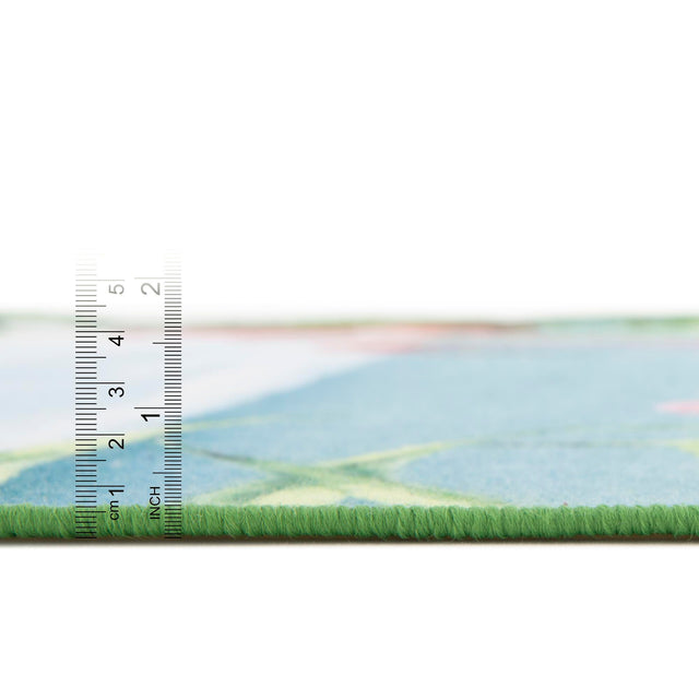 Blue and Green 10' x 13' Jill Zarin Caribbean Outdoor Rectangle Area Rug Weather Resistant for Patio, Deck, Terrace, Balcony, Porch 100% Premium Nylon Pile Coastal Carpet for Sale at Rug Engine