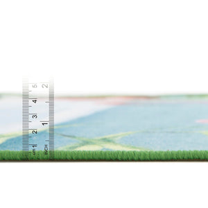 Blue and Green 2' x 10' Jill Zarin Caribbean Outdoor Runner Area Rug Weather Resistant for Patio, Deck, Terrace, Balcony, Porch 100% Premium Nylon Pile Coastal Carpet for Sale at Rug Engine