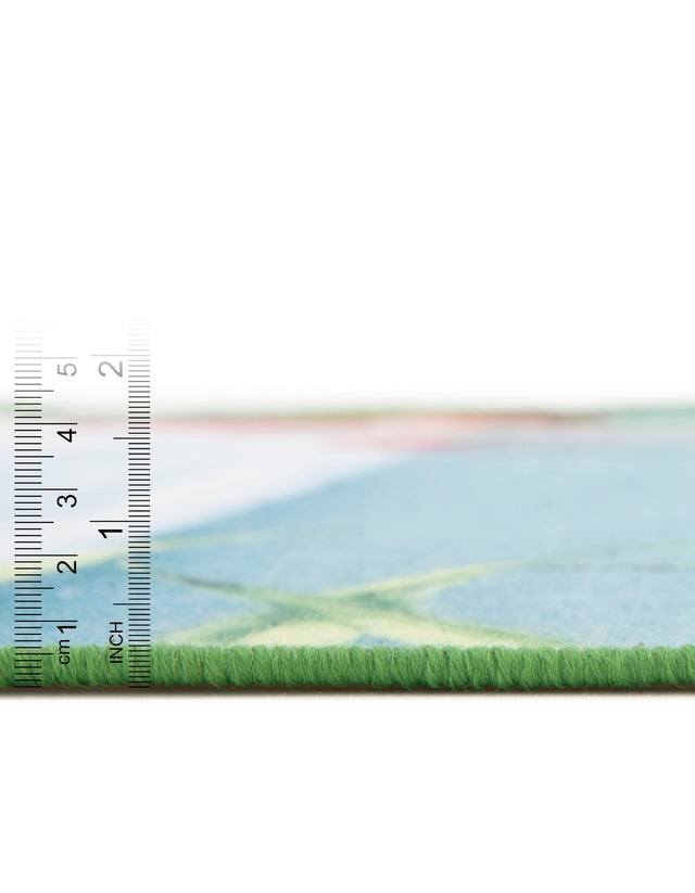 Blue and Green 10' x 10' Jill Zarin Caribbean Outdoor Round Area Rug Weather Resistant for Patio, Deck, Terrace, Balcony, Porch 100% Premium Nylon Pile Coastal Carpet for Sale at Rug Engine