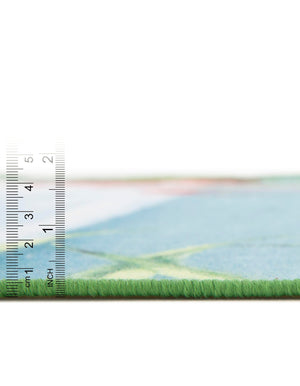 Blue and Green 8' x 8' Jill Zarin Caribbean Outdoor Round Area Rug Weather Resistant for Patio, Deck, Terrace, Balcony, Porch 100% Premium Nylon Pile Coastal Carpet for Sale at Rug Engine