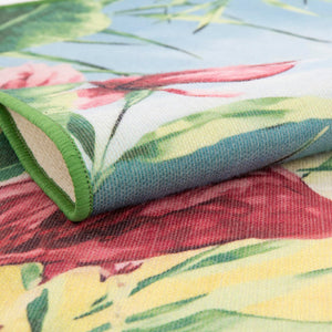 Blue and Green 10' x 10' Jill Zarin Caribbean Outdoor Square Area Rug Weather Resistant for Patio, Deck, Terrace, Balcony, Porch 100% Premium Nylon Pile Coastal Carpet for Sale at Rug Engine
