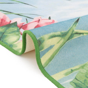 Blue and Green 8' x 8' Jill Zarin Caribbean Outdoor Square Area Rug Weather Resistant for Patio, Deck, Terrace, Balcony, Porch 100% Premium Nylon Pile Coastal Carpet for Sale at Rug Engine