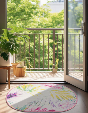 Ivory 2' x 3' 1 Jill Zarin Caribbean Outdoor Oval Area Rug Weather Resistant for Patio, Deck, Terrace, Balcony, Porch 100% Premium Nylon Pile Coastal Carpet for Sale at Rug Engine
