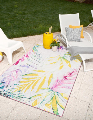 Ivory 2' x 3' 1 Jill Zarin Caribbean Outdoor Rectangle Area Rug Weather Resistant for Patio, Deck, Terrace, Balcony, Porch 100% Premium Nylon Pile Coastal Carpet for Sale at Rug Engine