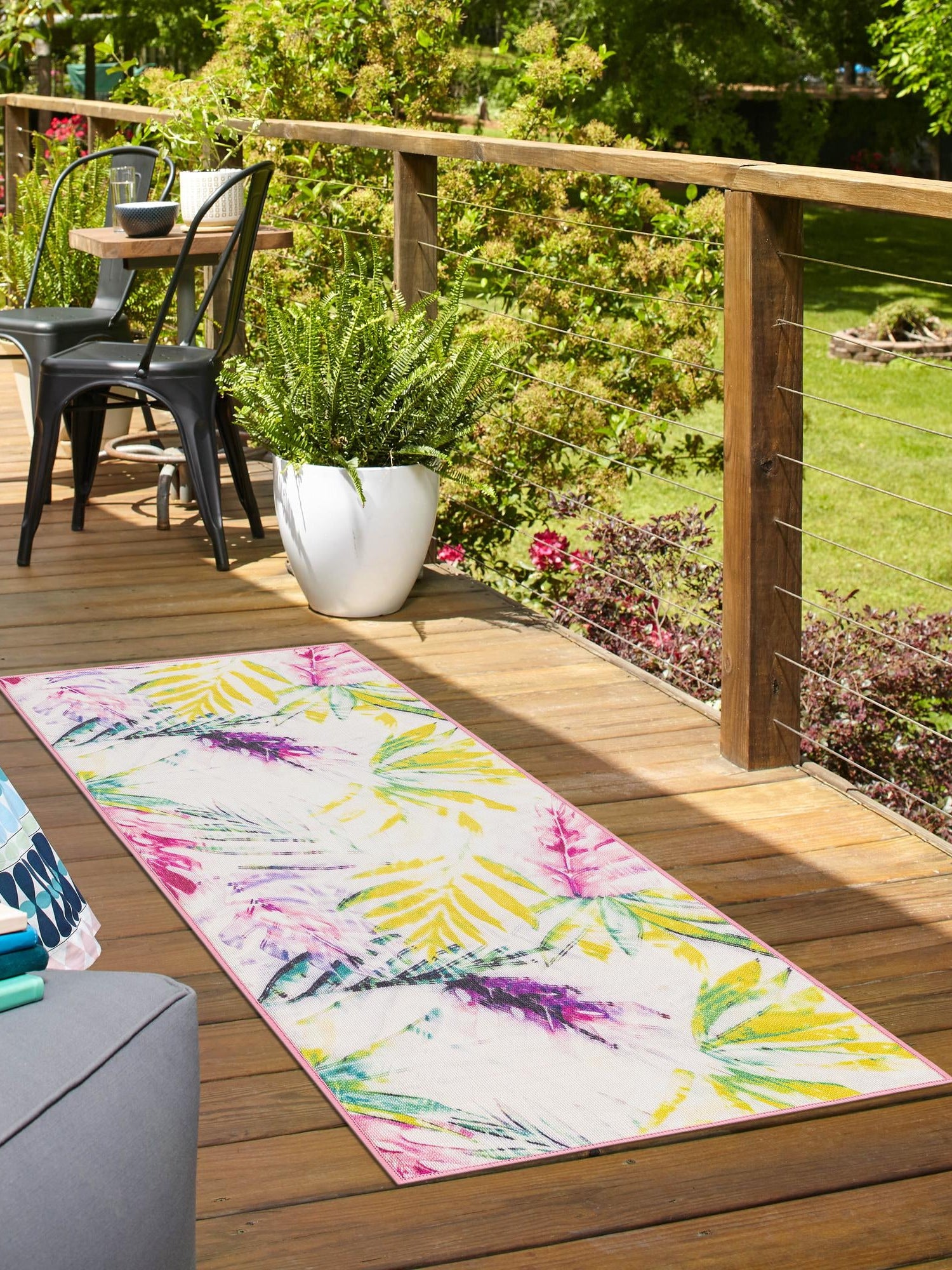 Ivory 2' x 6' 1 Jill Zarin Caribbean Outdoor Runner Area Rug Weather Resistant for Patio, Deck, Terrace, Balcony, Porch 100% Premium Nylon Pile Coastal Carpet for Sale at Rug Engine