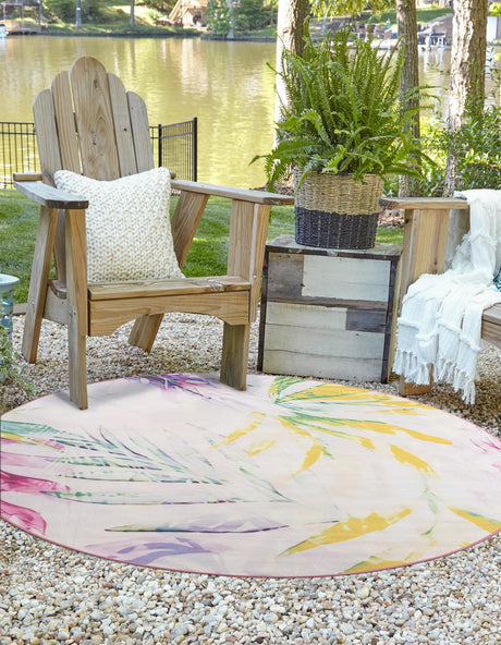 Ivory 8' x 8' Jill Zarin Caribbean Outdoor Round Rug