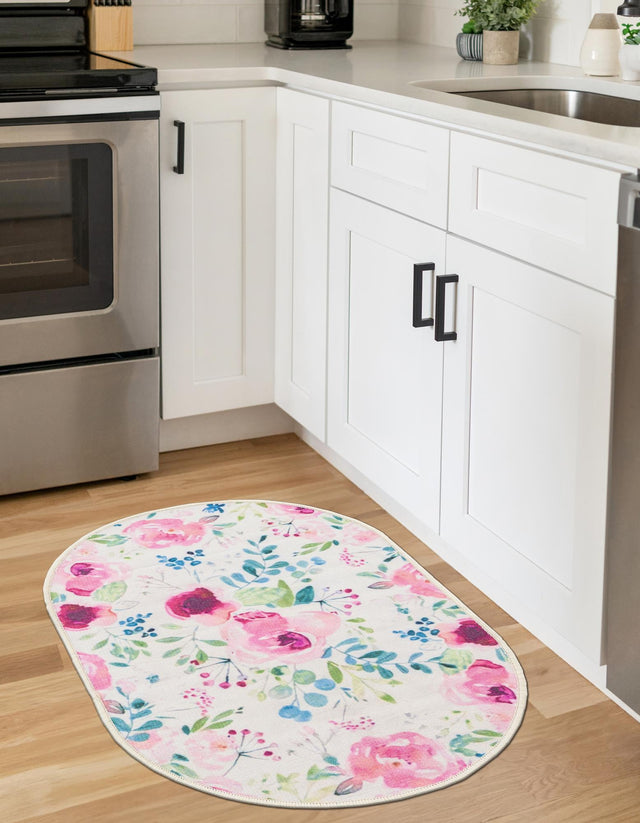 Ivory 2' x 3' 1 Jill Zarin Caribbean Outdoor Oval Area Rug Weather Resistant for Patio, Deck, Terrace, Balcony, Porch 100% Premium Nylon Pile Coastal Carpet for Sale at Rug Engine