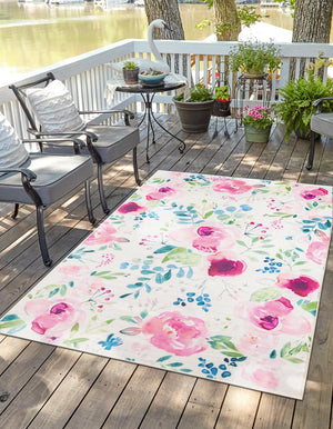 Ivory 2' x 3' 1 Jill Zarin Caribbean Outdoor Rectangle Area Rug Weather Resistant for Patio, Deck, Terrace, Balcony, Porch 100% Premium Nylon Pile Coastal Carpet for Sale at Rug Engine