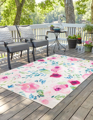 Ivory 2' x 3' 1 Jill Zarin Caribbean Outdoor Rectangle Area Rug Weather Resistant for Patio, Deck, Terrace, Balcony, Porch 100% Premium Nylon Pile Coastal Carpet for Sale at Rug Engine