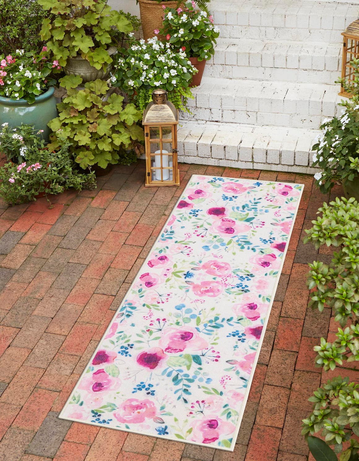 Ivory 2' x 8' Jill Zarin Caribbean Outdoor Runner Area Rug Weather Resistant for Patio, Deck, Terrace, Balcony, Porch 100% Premium Nylon Pile Coastal Carpet for Sale at Rug Engine