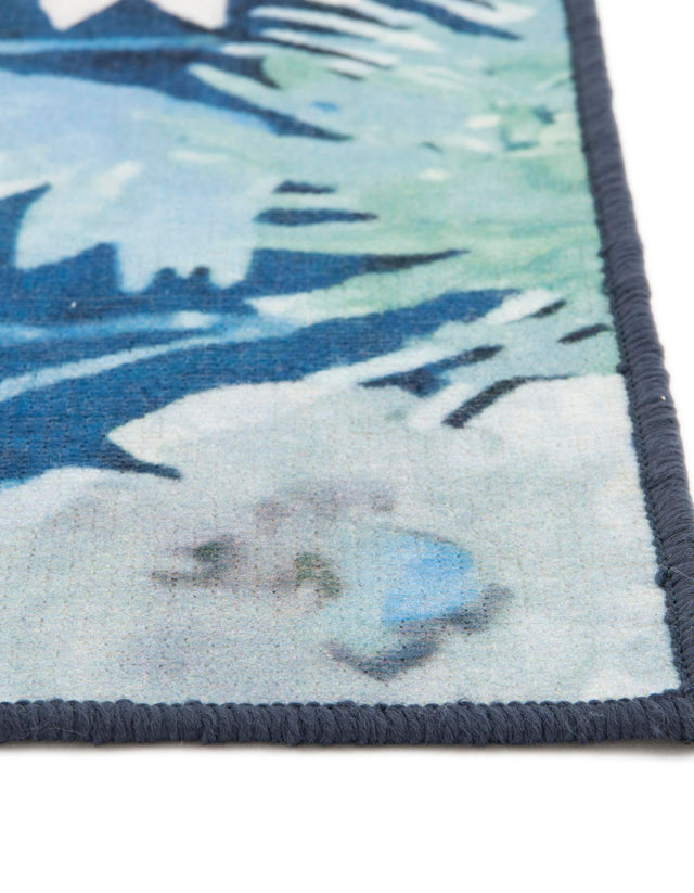 Navy Blue 2' x 10' Jill Zarin Caribbean Outdoor Runner Area Rug Weather Resistant for Patio, Deck, Terrace, Balcony, Porch 100% Premium Nylon Pile Coastal Carpet for Sale at Rug Engine