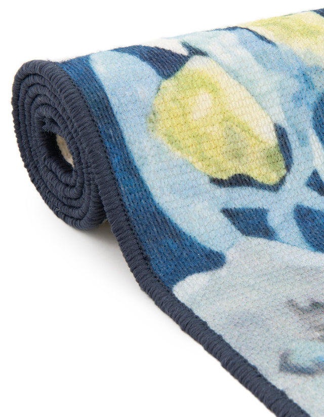 Navy Blue 2' x 10' Jill Zarin Caribbean Outdoor Runner Area Rug Weather Resistant for Patio, Deck, Terrace, Balcony, Porch 100% Premium Nylon Pile Coastal Carpet for Sale at Rug Engine