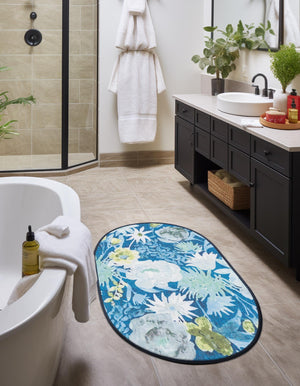 Navy Blue 2' x 3' 1 Jill Zarin Caribbean Outdoor Oval Rug