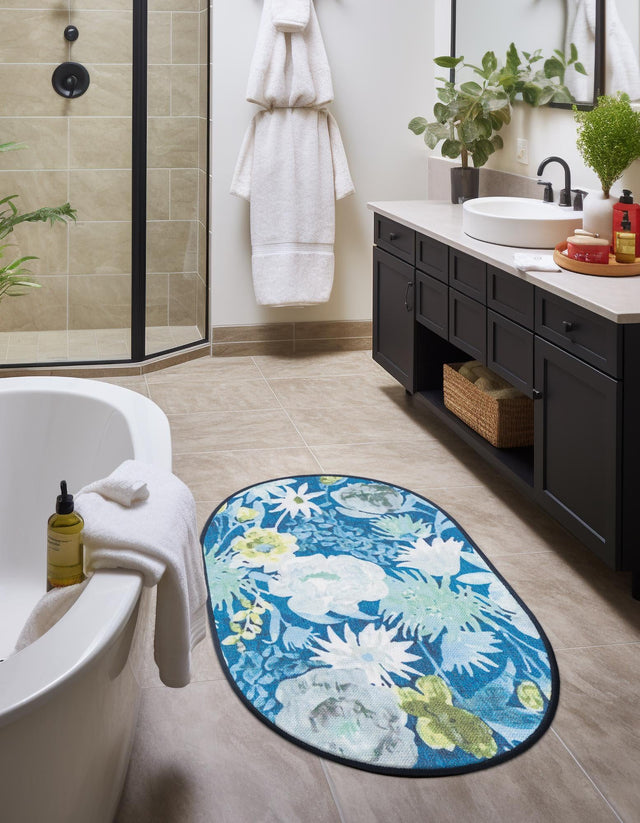 Navy Blue 2' x 3' 1 Jill Zarin Caribbean Outdoor Oval Rug