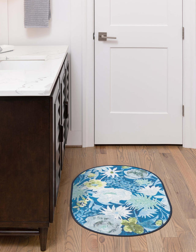 Navy Blue 2' x 3' 1 Jill Zarin Caribbean Outdoor Oval Rug