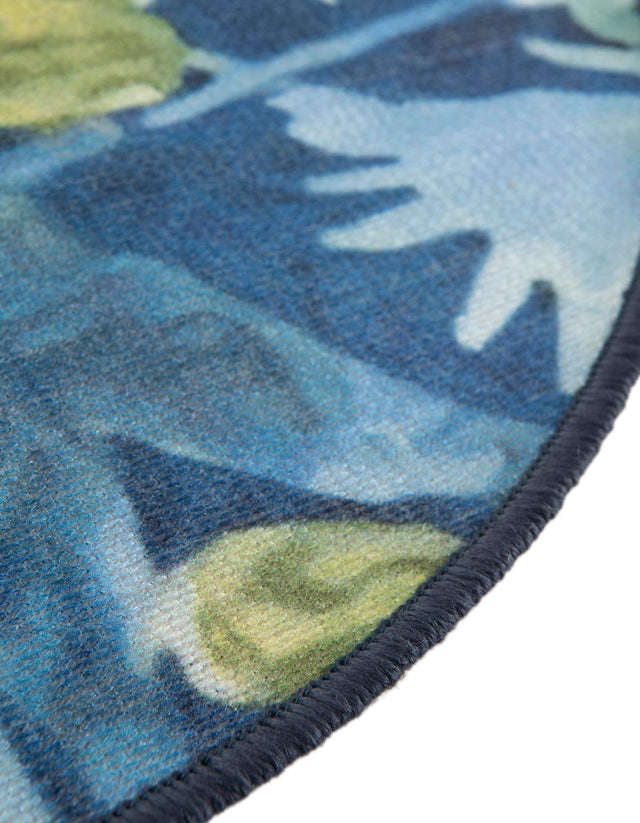 Navy Blue 10' x 10' Jill Zarin Caribbean Outdoor Round Area Rug Weather Resistant for Patio, Deck, Terrace, Balcony, Porch 100% Premium Nylon Pile Coastal Carpet for Sale at Rug Engine