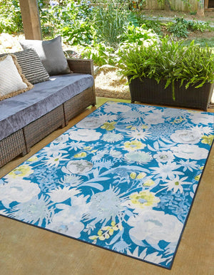 Navy Blue 2' x 3' 1 Jill Zarin Caribbean Outdoor Rectangle Area Rug Weather Resistant for Patio, Deck, Terrace, Balcony, Porch 100% Premium Nylon Pile Coastal Carpet for Sale at Rug Engine