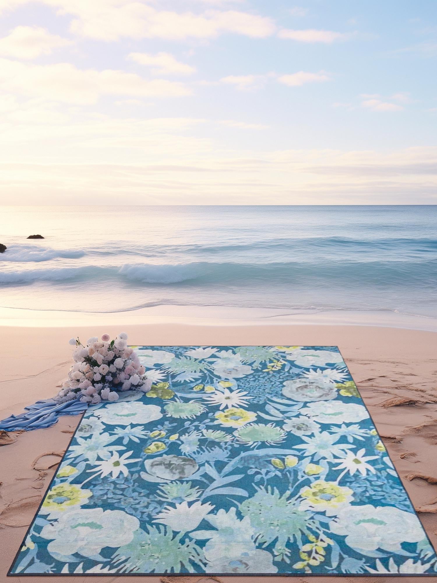 Navy Blue 2' x 3' 1 Jill Zarin Caribbean Outdoor Rectangle Area Rug Weather Resistant for Patio, Deck, Terrace, Balcony, Porch 100% Premium Nylon Pile Coastal Carpet for Sale at Rug Engine