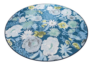 Navy Blue 7' 10 x 7' 10 Jill Zarin Caribbean Outdoor Round Area Rug Weather Resistant for Patio, Deck, Terrace, Balcony, Porch 100% Premium Nylon Pile Coastal Carpet for Sale at Rug Engine
