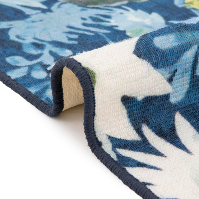 Navy Blue 7' 10 x 7' 10 Jill Zarin Caribbean Outdoor Round Area Rug Weather Resistant for Patio, Deck, Terrace, Balcony, Porch 100% Premium Nylon Pile Coastal Carpet for Sale at Rug Engine