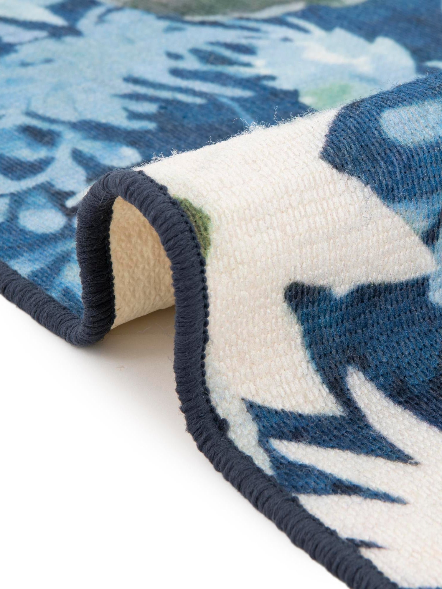 Navy Blue 10' x 10' Jill Zarin Caribbean Outdoor Round Area Rug Weather Resistant for Patio, Deck, Terrace, Balcony, Porch 100% Premium Nylon Pile Coastal Carpet for Sale at Rug Engine