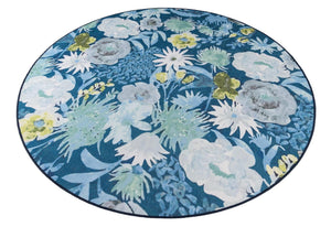 Navy Blue 7' 10 x 7' 10 Jill Zarin Caribbean Outdoor Round Area Rug Weather Resistant for Patio, Deck, Terrace, Balcony, Porch 100% Premium Nylon Pile Coastal Carpet for Sale at Rug Engine
