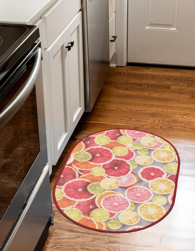 Rust Red and Yellow 2' x 3' 1 Jill Zarin Caribbean Outdoor Oval Rug
