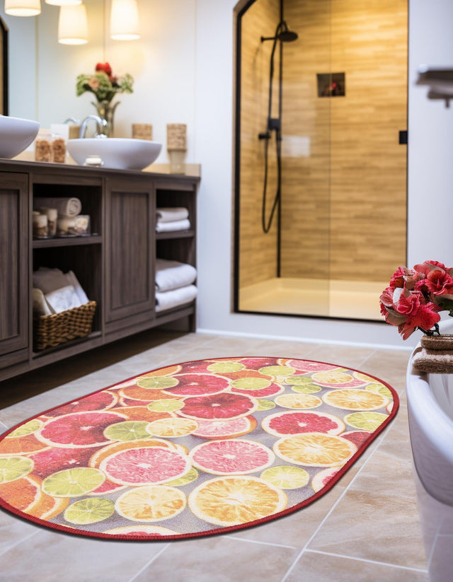 Rust Red and Yellow 2' x 3' 1 Jill Zarin Caribbean Outdoor Oval Rug