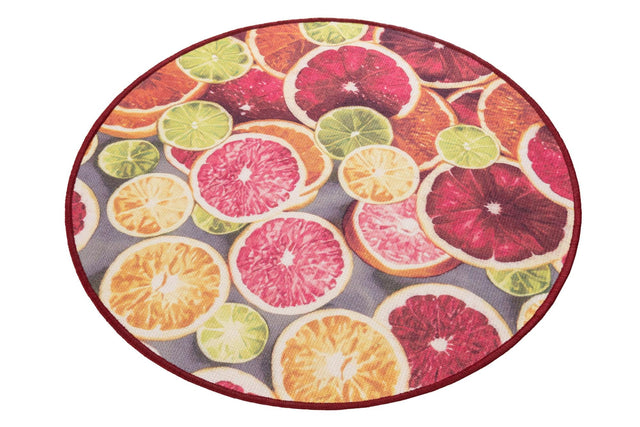 Rust Red and Yellow 3' 3 x 3' 3 Jill Zarin Caribbean Outdoor Round Area Rug Weather Resistant for Patio, Deck, Terrace, Balcony, Porch 100% Premium Nylon Pile Coastal Carpet for Sale at Rug Engine