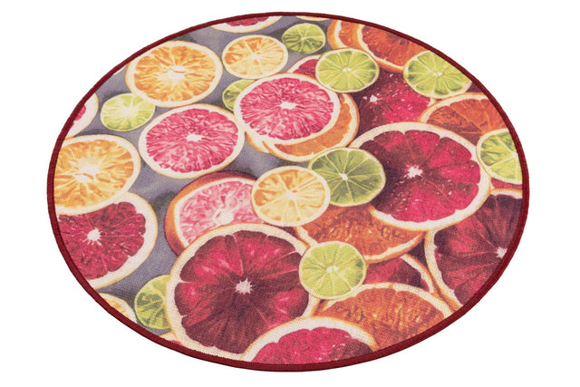 Rust Red and Yellow 3' 3 x 3' 3 Jill Zarin Caribbean Outdoor Round Area Rug Weather Resistant for Patio, Deck, Terrace, Balcony, Porch 100% Premium Nylon Pile Coastal Carpet for Sale at Rug Engine