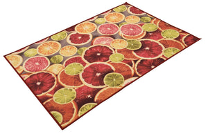 Rust Red and Yellow 4' 1 x 6' 1 Jill Zarin Caribbean Outdoor Rectangle Area Rug Weather Resistant for Patio, Deck, Terrace, Balcony, Porch 100% Premium Nylon Pile Coastal Carpet for Sale at Rug Engine