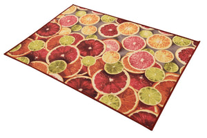 Rust Red and Yellow 4' 1 x 6' 1 Jill Zarin Caribbean Outdoor Rectangle Area Rug Weather Resistant for Patio, Deck, Terrace, Balcony, Porch 100% Premium Nylon Pile Coastal Carpet for Sale at Rug Engine
