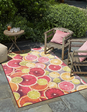 Rust Red and Yellow 9' x 12' Jill Zarin Caribbean Outdoor Rectangle Area Rug Weather Resistant for Patio, Deck, Terrace, Balcony, Porch 100% Premium Nylon Pile Coastal Carpet for Sale at Rug Engine
