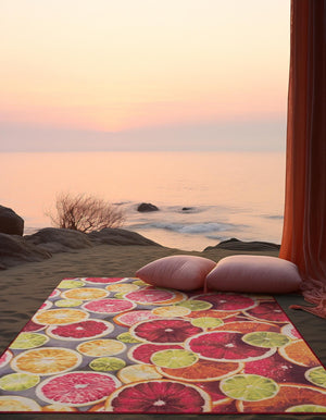 Rust Red and Yellow 10' x 13' Jill Zarin Caribbean Outdoor Rectangle Area Rug Weather Resistant for Patio, Deck, Terrace, Balcony, Porch 100% Premium Nylon Pile Coastal Carpet for Sale at Rug Engine