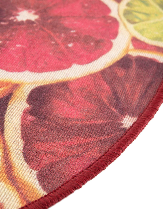 Rust Red and Yellow 7' 10 x 7' 10 Jill Zarin Caribbean Outdoor Round Area Rug Weather Resistant for Patio, Deck, Terrace, Balcony, Porch 100% Premium Nylon Pile Coastal Carpet for Sale at Rug Engine