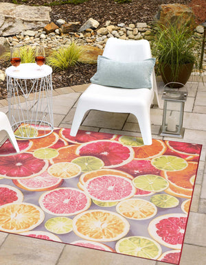 Rust Red and Yellow 7' 10 x 7' 10 Jill Zarin Caribbean Outdoor Square Area Rug Weather Resistant for Patio, Deck, Terrace, Balcony, Porch 100% Premium Nylon Pile Coastal Carpet for Sale at Rug Engine