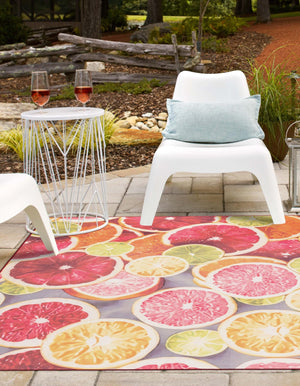 Rust Red and Yellow 7' 10 x 7' 10 Jill Zarin Caribbean Outdoor Square Area Rug Weather Resistant for Patio, Deck, Terrace, Balcony, Porch 100% Premium Nylon Pile Coastal Carpet for Sale at Rug Engine