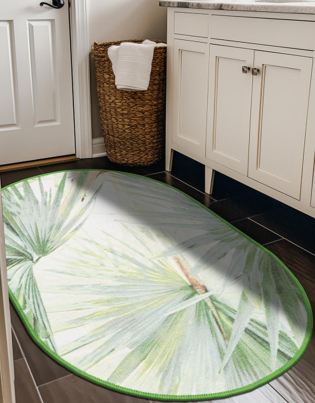 Green 2' x 3' 1 Jill Zarin Caribbean Outdoor Oval Rug
