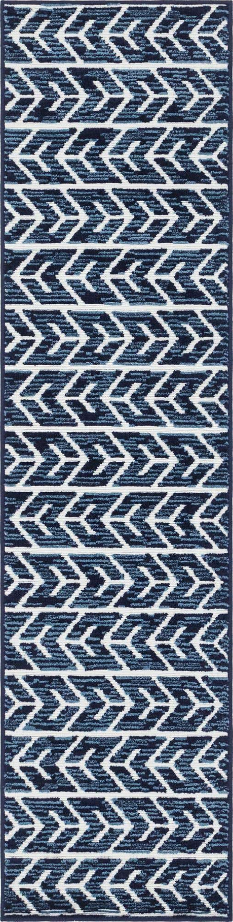 Navy Blue 2' 6 x 13' Sabrina Soto Outdoor Runner Rug