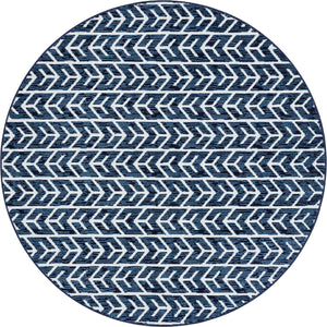 Navy Blue 5' 3 x 5' 3 Sabrina Soto Outdoor Round Rug