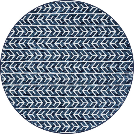 Navy Blue 5' 3 x 5' 3 Sabrina Soto Outdoor Round Rug