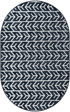 Navy Blue 5' x 8' Sabrina Soto Outdoor Oval Rug