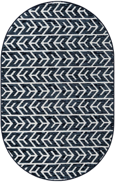 Navy Blue 5' x 8' Sabrina Soto Outdoor Oval Rug