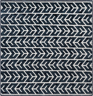 Navy Blue 6' x 6' Sabrina Soto Outdoor Square Area Rug Weather Resistant for Patio, Deck, Terrace, Balcony, Porch