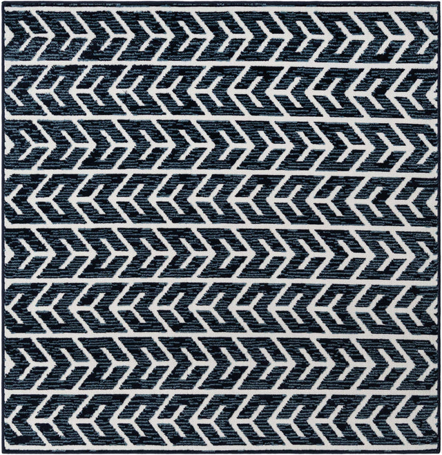 Navy Blue 6' x 6' Sabrina Soto Outdoor Square Area Rug Weather Resistant for Patio, Deck, Terrace, Balcony, Porch