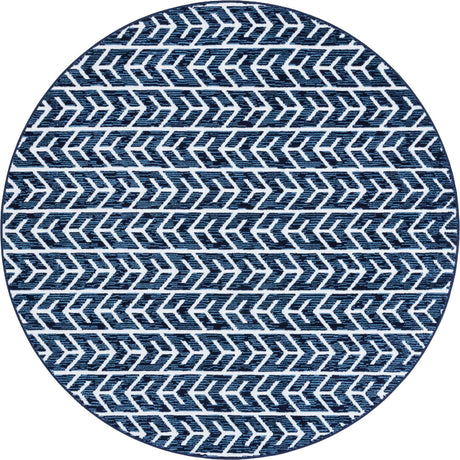 Navy Blue 7' x 7' Sabrina Soto Outdoor Round Rug