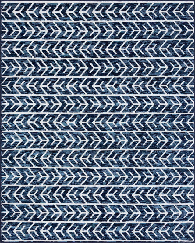 Navy Blue 8' x 11' Sabrina Soto Outdoor Rectangle Area Rug Weather Resistant for Patio, Deck, Terrace, Balcony, Porch Durable Carpet for Exterior Home Design for Sale at Rug Engine